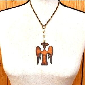 Rustic Winged Angel Necklace